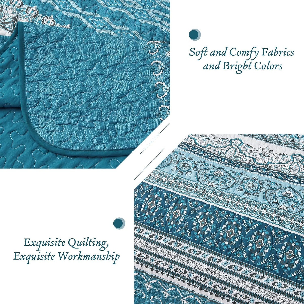Blue Boho Royale Bedspread Coverlet 3 Piece Set
