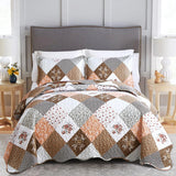 Quilts & Duvets: Gleaming rust brown colo patchwork 3 Pc Bedspread & Pillow Cover Set