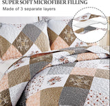 Quilts & Duvets: Gleaming rust brown colo patchwork 3 Pc Bedspread & Pillow Cover Set