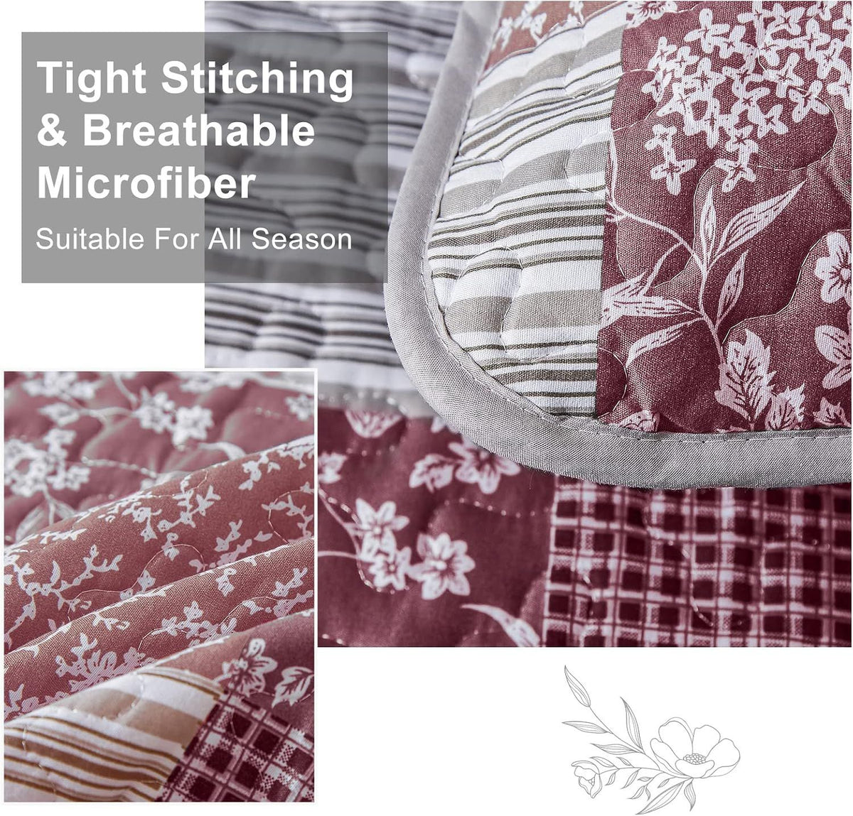 Blush Bohemian Patchwork 3 Piece bed spread Set