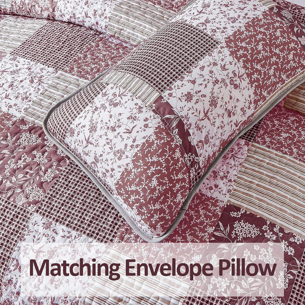 Blush Bohemian Patchwork 3 Piece bed spread Set
