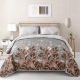 Quilts & Duvets: Gleaming rust grey Floral 3 Pc Bedspread & Pillow Cover Set