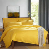 100% cotton Premium Doona Duvet Quilt Cover Set with Soft Pillowcases - yellow-Queen