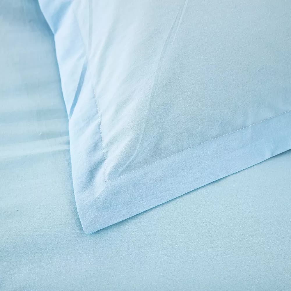 Duvet Covers: 100% cotton Premium Doona Duvet Quilt Cover Set with Soft Pillowcases - Aqua-Double