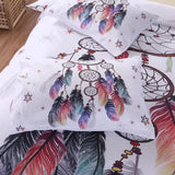 Duvet Covers: Dream catcher Printed Duvet Cover Set with Matching Pillowcases - white-Double
