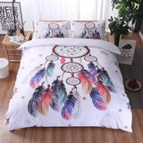 Duvet Covers: Dream catcher Printed Duvet Cover Set with Matching Pillowcases - white-Queen