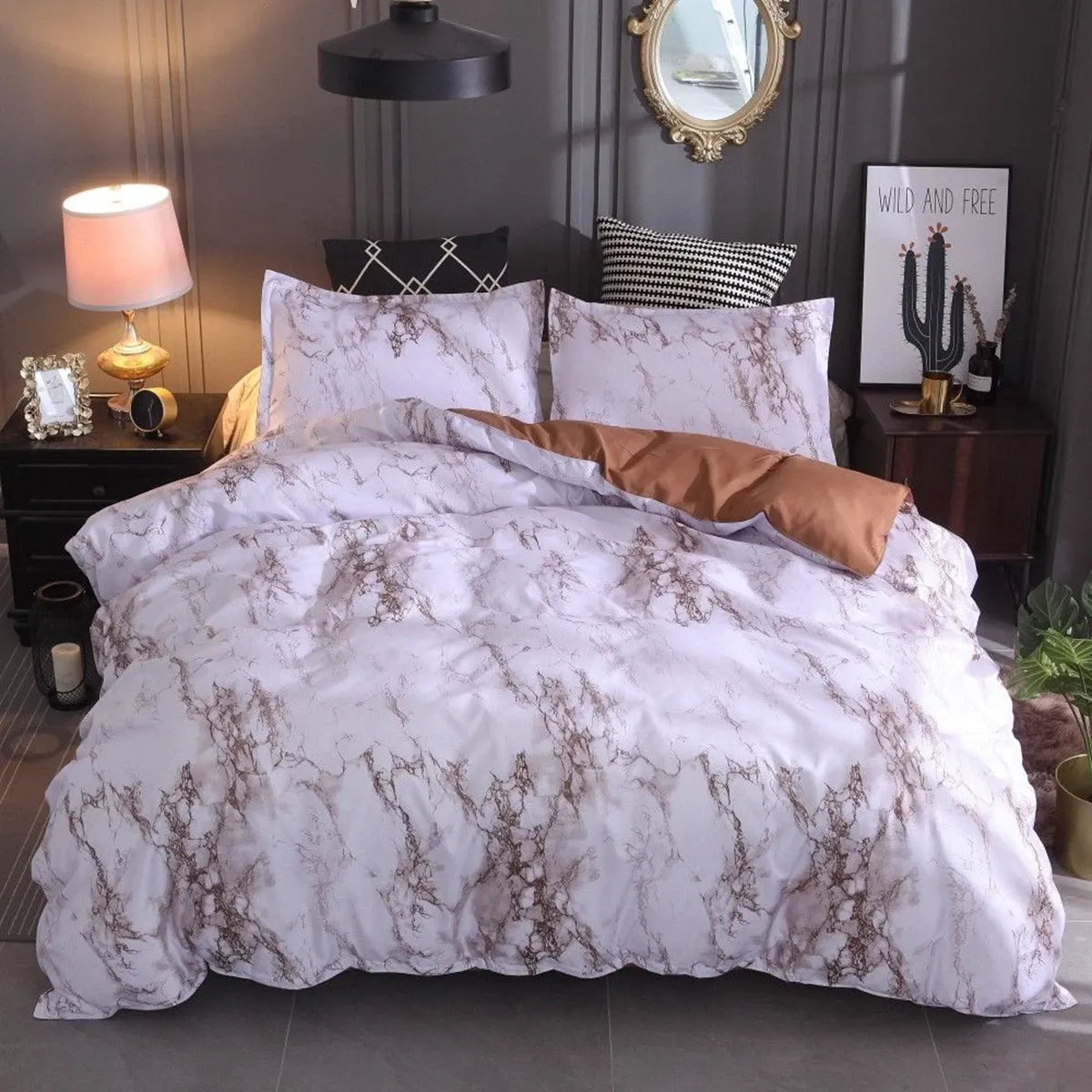 Bianco Marble Copper Luxe Quilt / Doona / Duvet Cover set
