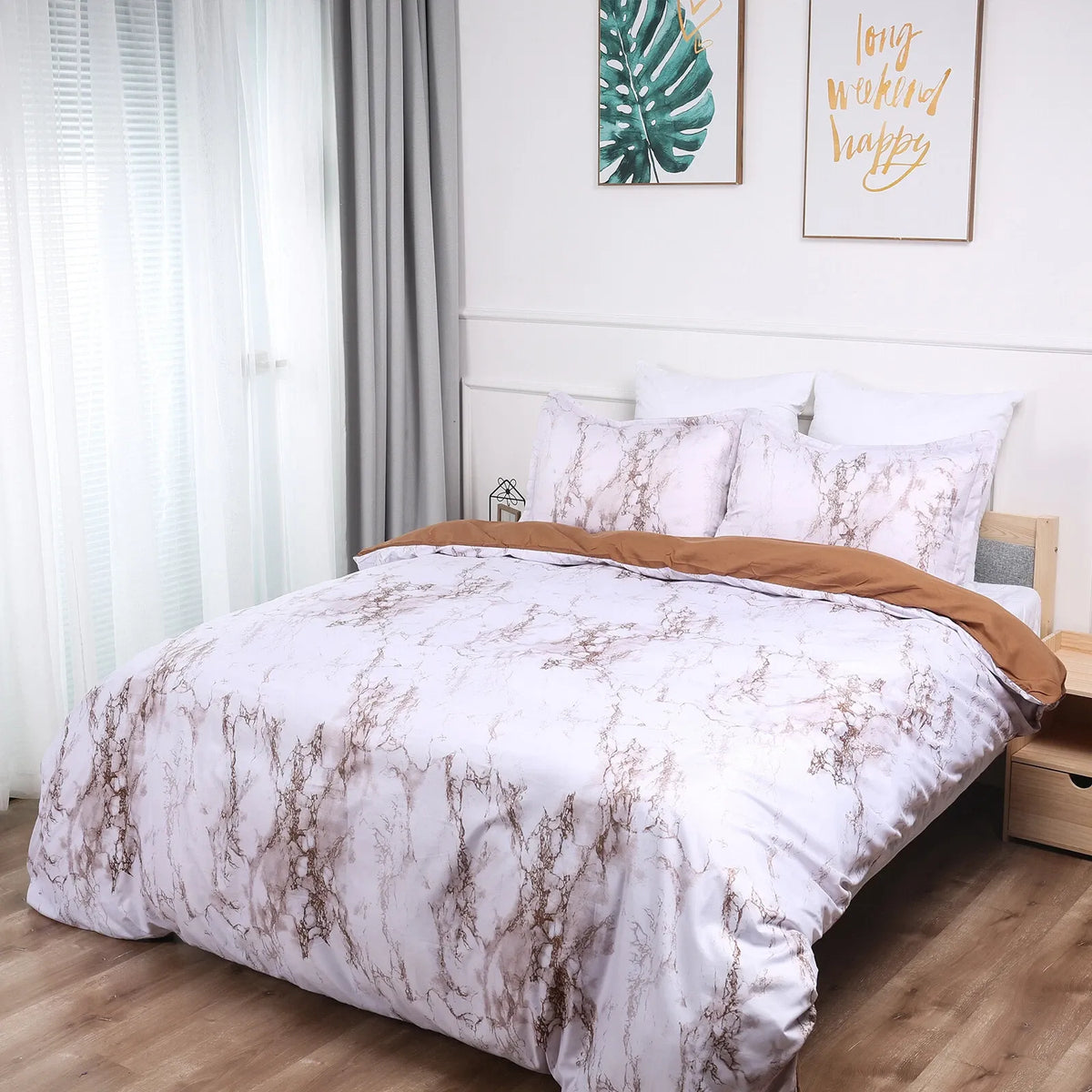 Bianco Marble Copper Luxe Quilt / Doona / Duvet Cover set
