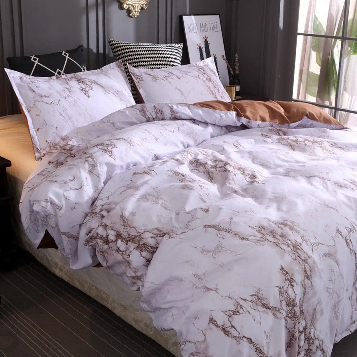 Bianco Marble Copper Luxe Quilt / Doona / Duvet Cover set