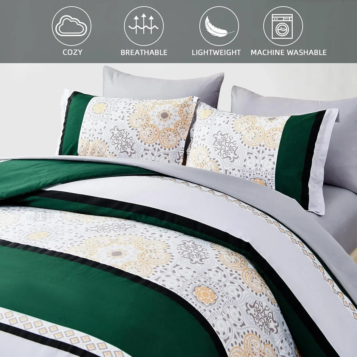 Emerald Verde Paisley Luxe Quilt / Doona / Duvet Cover set
