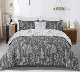 Quilts & Duvets: Floral Comforter Set, King Size, Black White Floral Pattern Reversible Bedding