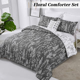Quilts & Duvets: Floral Comforter Set, King Size, Black White Floral Pattern Reversible Bedding