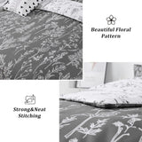 Quilts & Duvets: Floral Comforter Set, King Size, Black White Floral Pattern Reversible Bedding