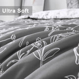 Quilts & Duvets: Floral Comforter Set, King Size, Black White Floral Pattern Reversible Bedding