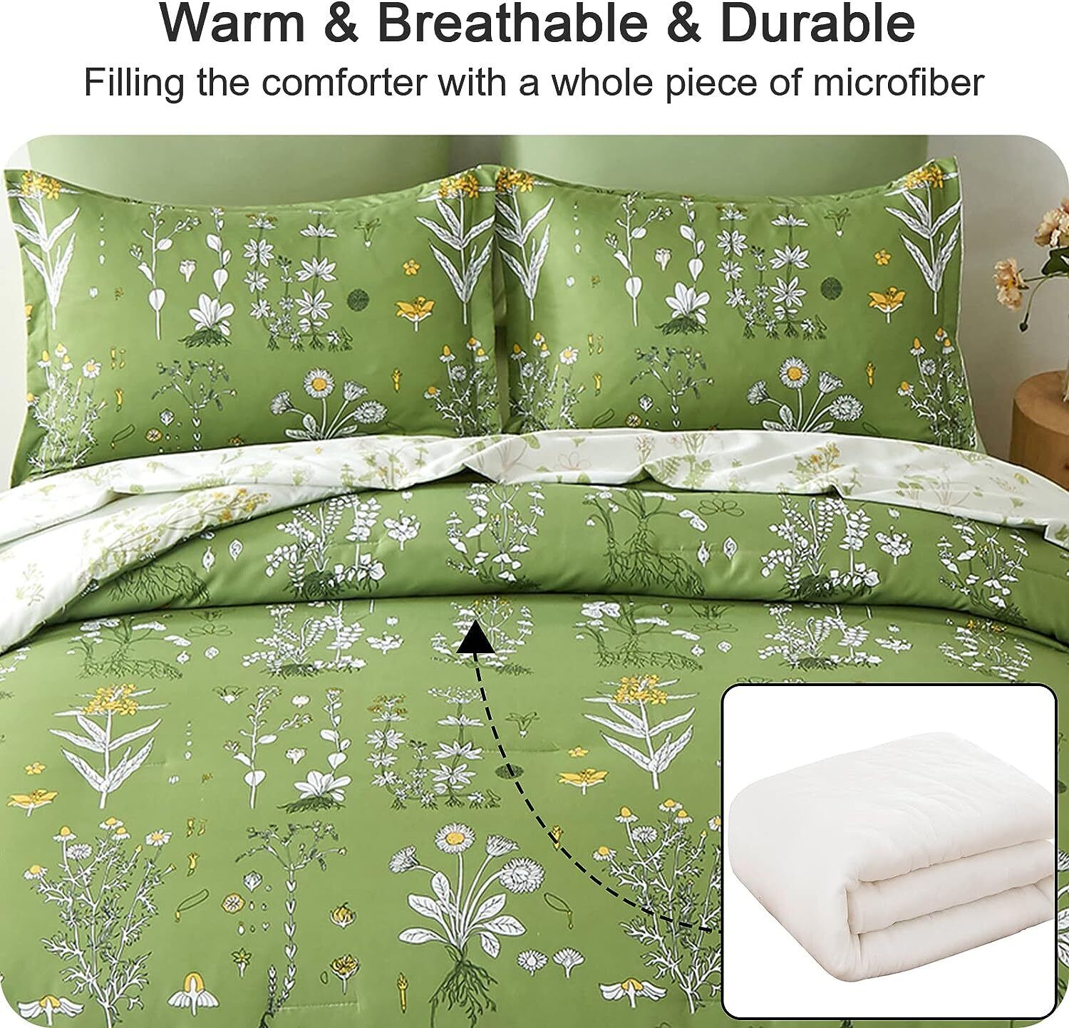 Quilts & Duvets: Vintage Delicate green bloom 3 Pc Comforter & Pillow Cover Set