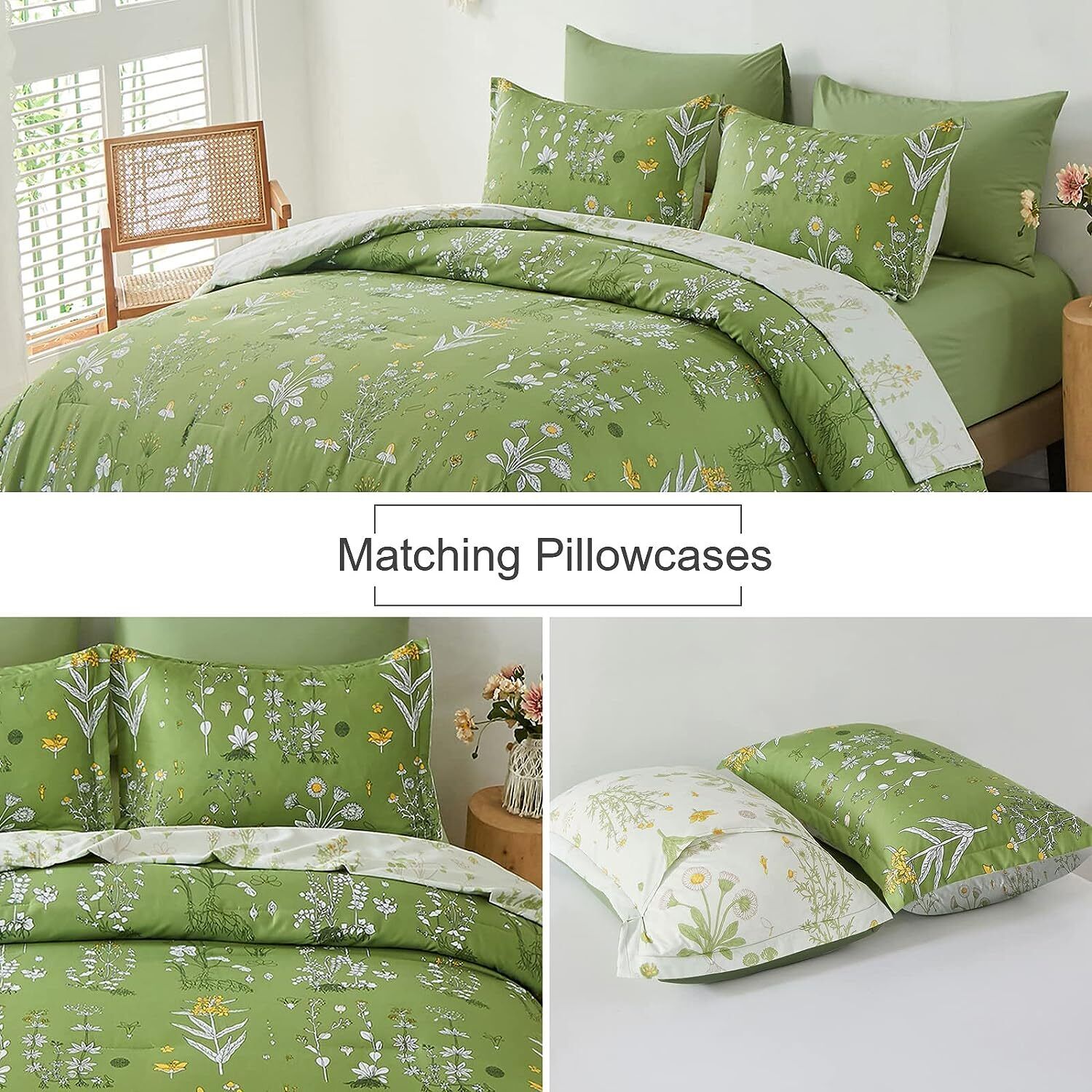 Quilts & Duvets: Vintage Delicate green bloom 3 Pc Comforter & Pillow Cover Set