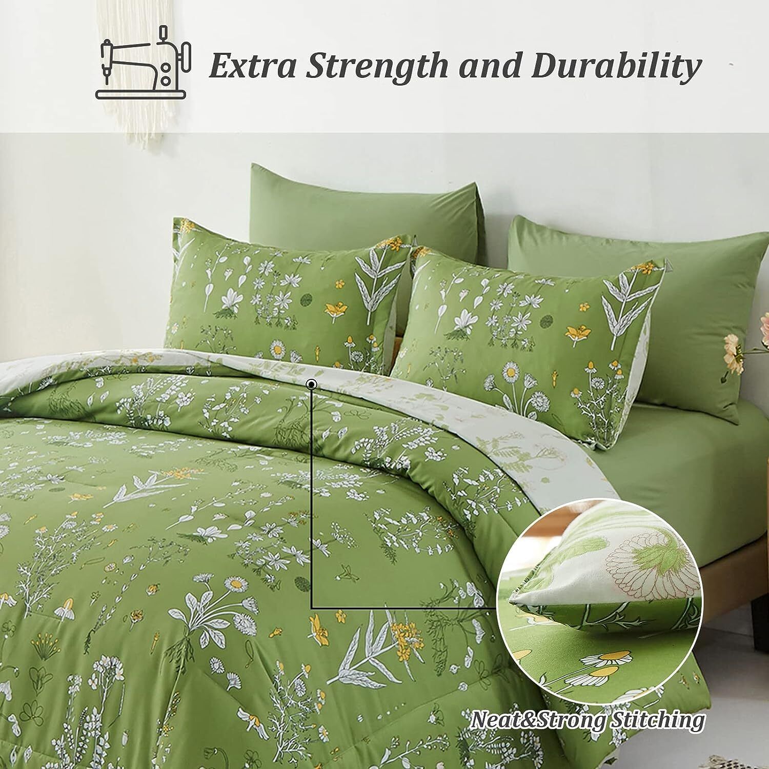 Quilts & Duvets: Vintage Delicate green bloom 3 Pc Comforter & Pillow Cover Set