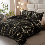 Quilts & Duvets: Black Gold Metallic Marble Comforter Set, King Size, Foil Print Glitter 3-Piece Bedding
