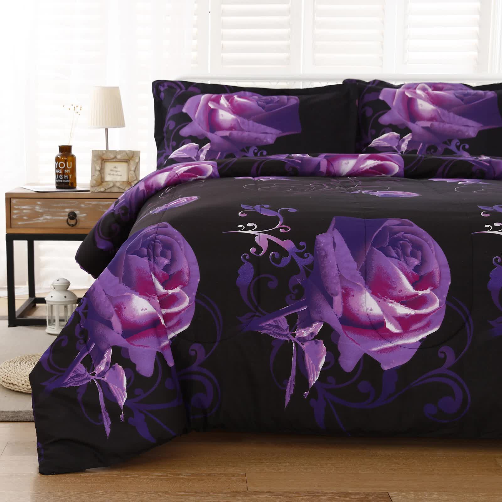 Quilts & Duvets: Rose Golden Hour Comforter Set  Aesthetic 3‑Piece Bedroom Mood