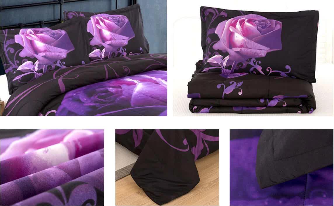 Quilts & Duvets: Rose Golden Hour Comforter Set  Aesthetic 3‑Piece Bedroom Mood