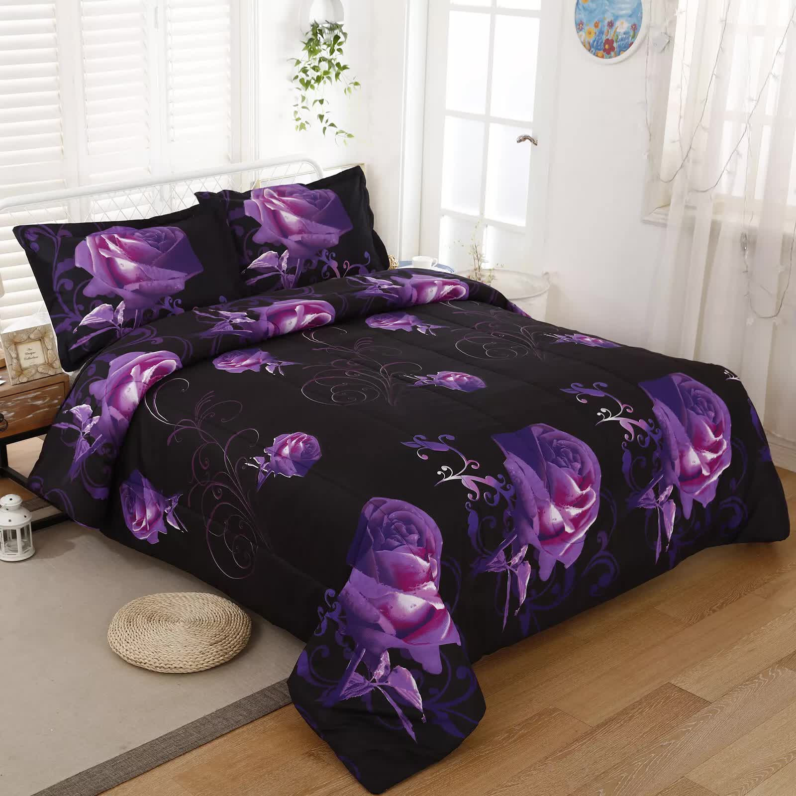 Quilts & Duvets: Rose Golden Hour Comforter Set  Aesthetic 3‑Piece Bedroom Mood
