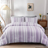 Quilts & Duvets: Midnight Calm stripes purple 3‑Piece Bedding  Cozy comforter Style