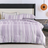 Quilts & Duvets: Midnight Calm stripes purple 3‑Piece Bedding  Cozy comforter Style