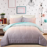 Quilts & Duvets: Girls Comforter Set, King Size, Ombre Blue Pink Rainbow 3-Piece Bedding Collection