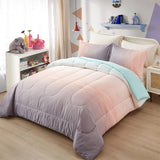 Quilts & Duvets: Girls Comforter Set, King Size, Ombre Blue Pink Rainbow 3-Piece Bedding Collection