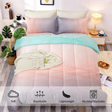 Quilts & Duvets: Girls Comforter Set, King Size, Ombre Blue Pink Rainbow 3-Piece Bedding Collection