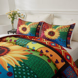 Quilts & Duvets: Floral Sunflower Comforter Set, King Size, Quilted Bedding with Pillowcases
