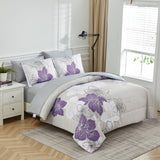 Quilts & Duvets: Floral Comforter Set, King Size, Purple Floral 3-Piece Bedding, Lightweight Microfiber