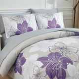 Quilts & Duvets: Floral Comforter Set, King Size, Purple Floral 3-Piece Bedding, Lightweight Microfiber