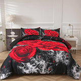 Quilts & Duvets: Chill Haven Red Rose 3‑Piece Comforter Bundle  Relax & Recharge Style