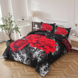 Quilts & Duvets: Chill Haven Red Rose 3‑Piece Comforter Bundle  Relax & Recharge Style