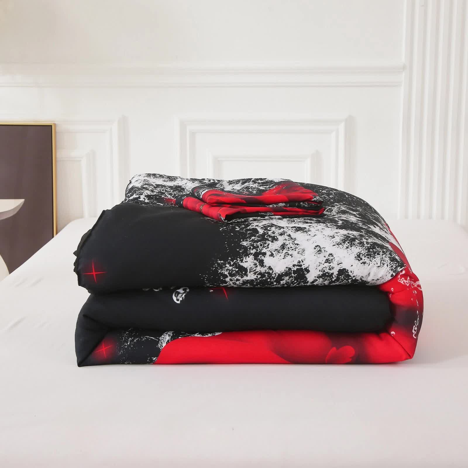 Quilts & Duvets: Chill Haven Red Rose 3‑Piece Comforter Bundle  Relax & Recharge Style