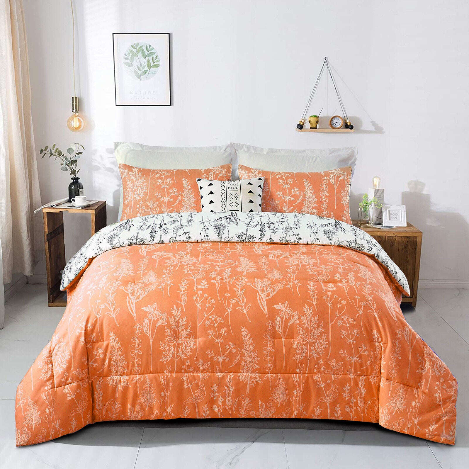 Quilts & Duvets: Charming Autumn Warm oranage 3 Pc Comforter & Pillow Cover Set