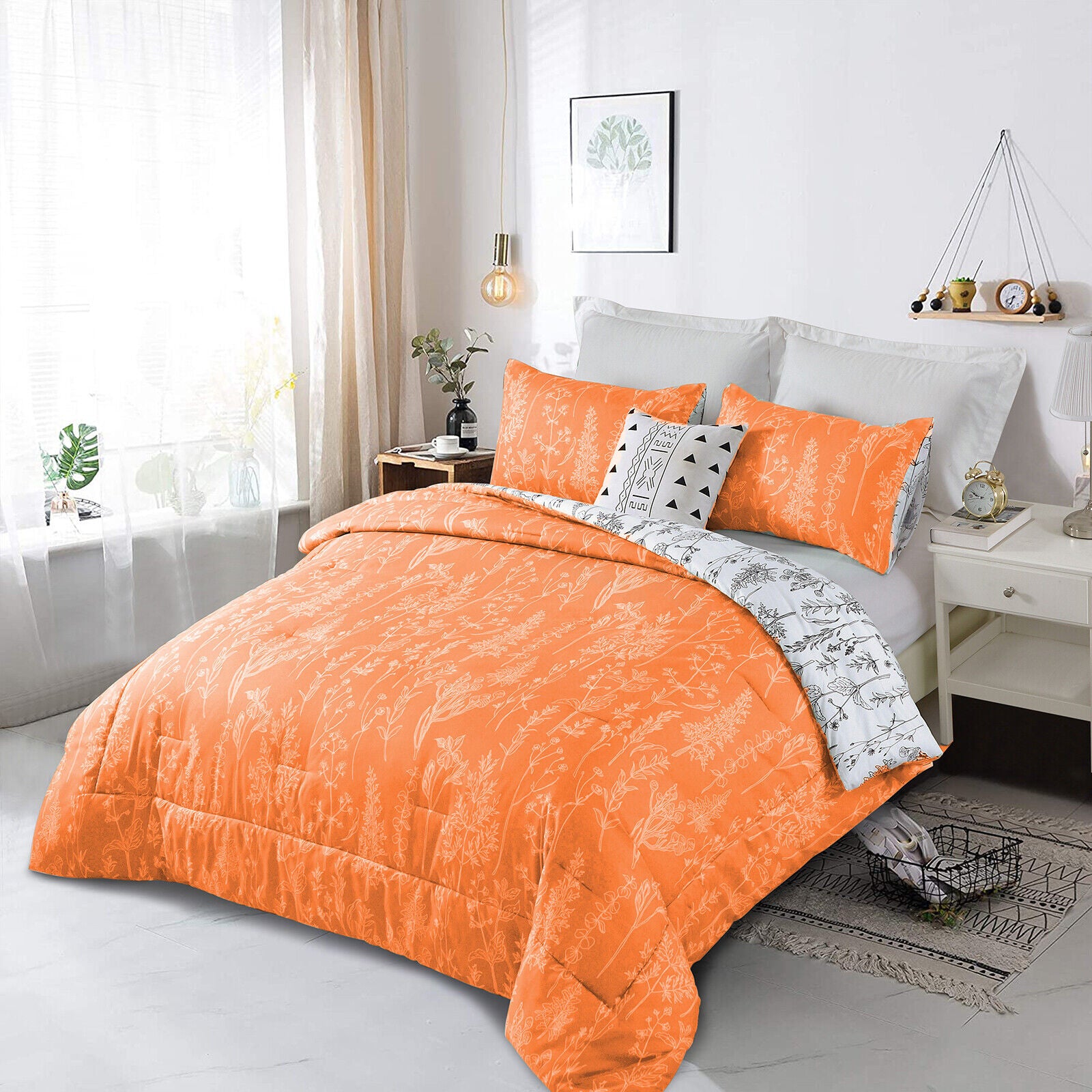 Quilts & Duvets: Charming Autumn Warm oranage 3 Pc Comforter & Pillow Cover Set
