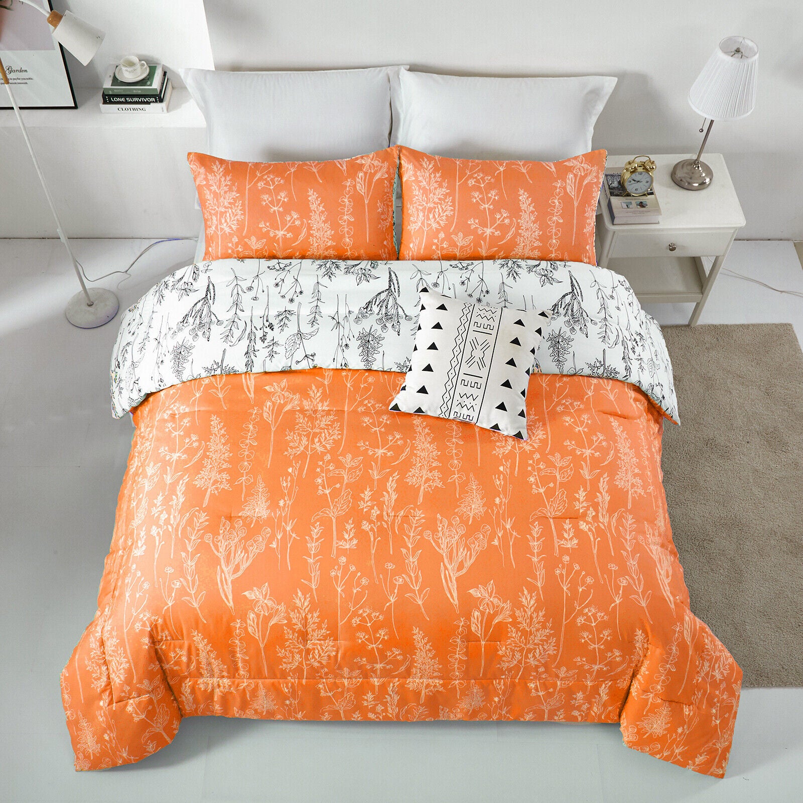 Quilts & Duvets: Charming Autumn Warm oranage 3 Pc Comforter & Pillow Cover Set