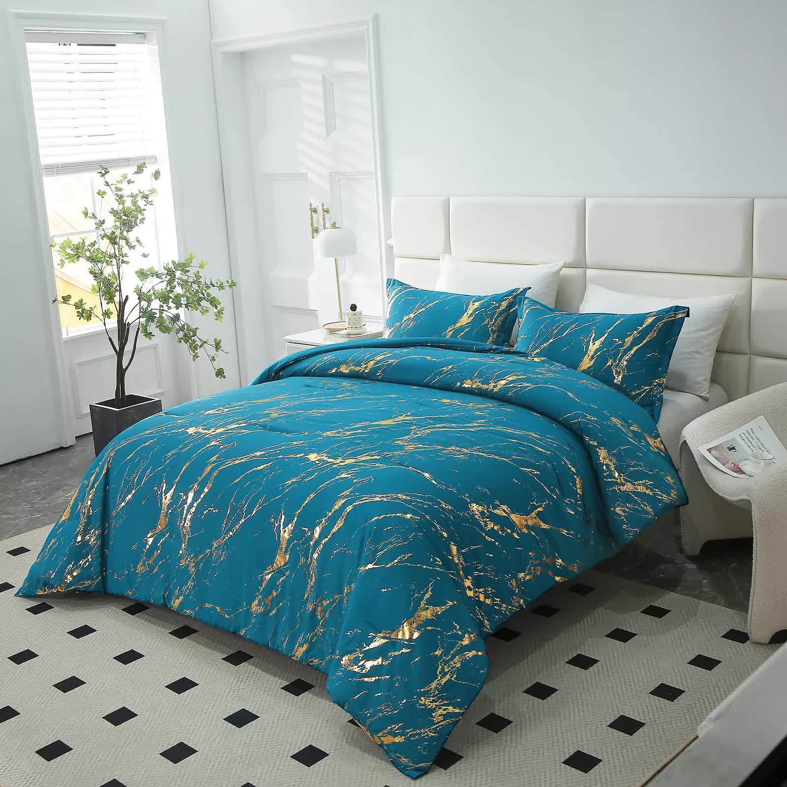 Quilts & Duvets: Cozy Cloud 3 Teal ‑Piece Comforter Bundle  Instagram‑Ready Bedroom