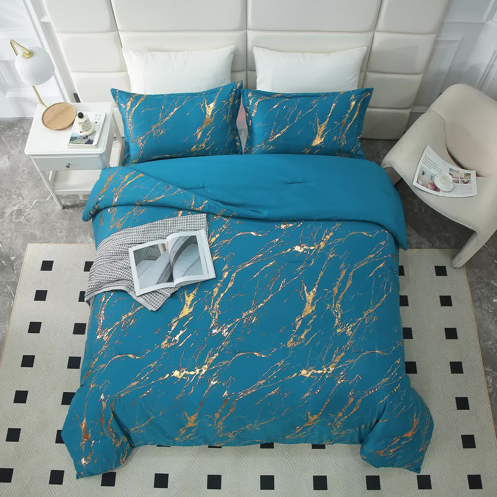Quilts & Duvets: Cozy Cloud 3 Teal ‑Piece Comforter Bundle  Instagram‑Ready Bedroom