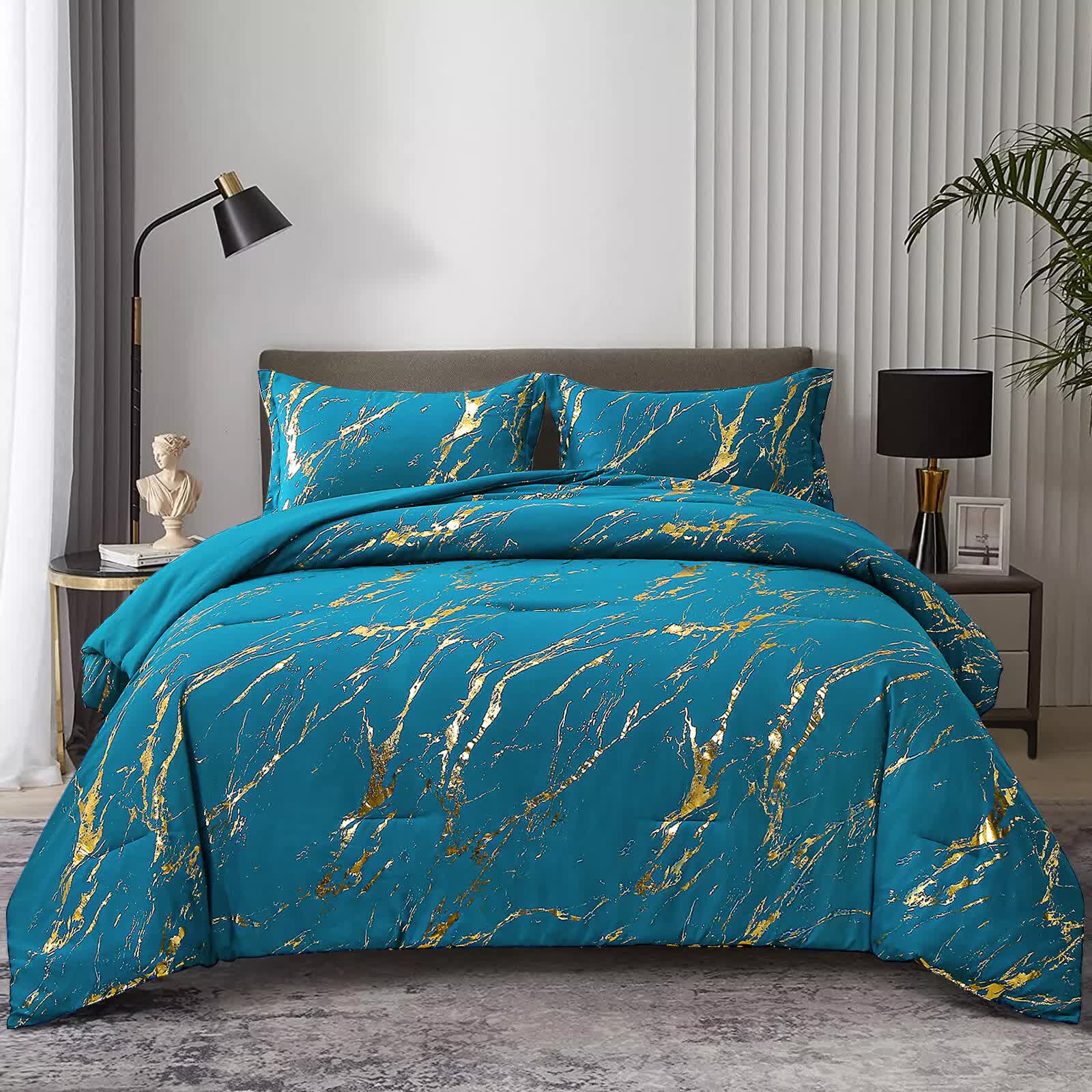 Quilts & Duvets: Cozy Cloud 3 Teal ‑Piece Comforter Bundle  Instagram‑Ready Bedroom