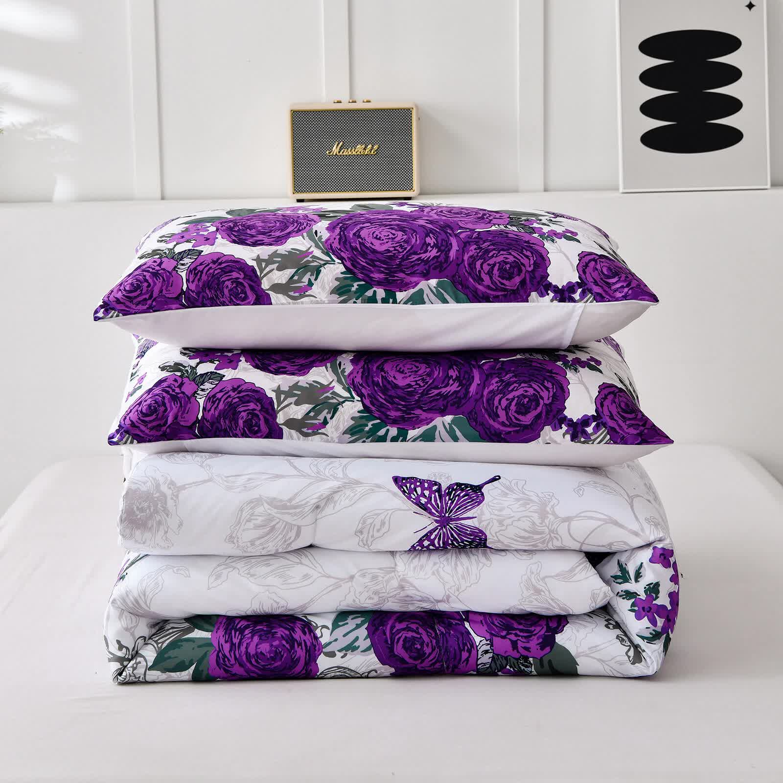 Quilts & Duvets: Luxe Loft Purple rose Quilted Comforter & Shams  Trending 3‑Piece Set