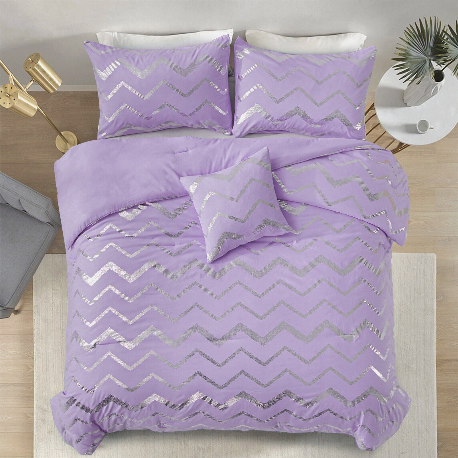 Quilts & Duvets: Soft Purple Comforter Set, King Size, Cozy 3-Piece Bedding with Pillowcases