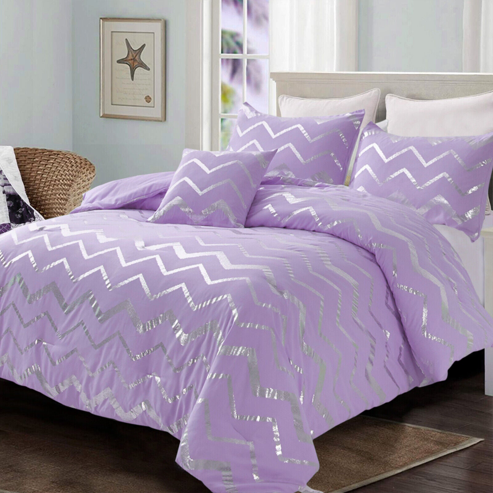 Quilts & Duvets: Soft Purple Comforter Set, King Size, Cozy 3-Piece Bedding with Pillowcases