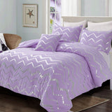 Quilts & Duvets: Soft Purple Comforter Set, King Size, Cozy 3-Piece Bedding with Pillowcases