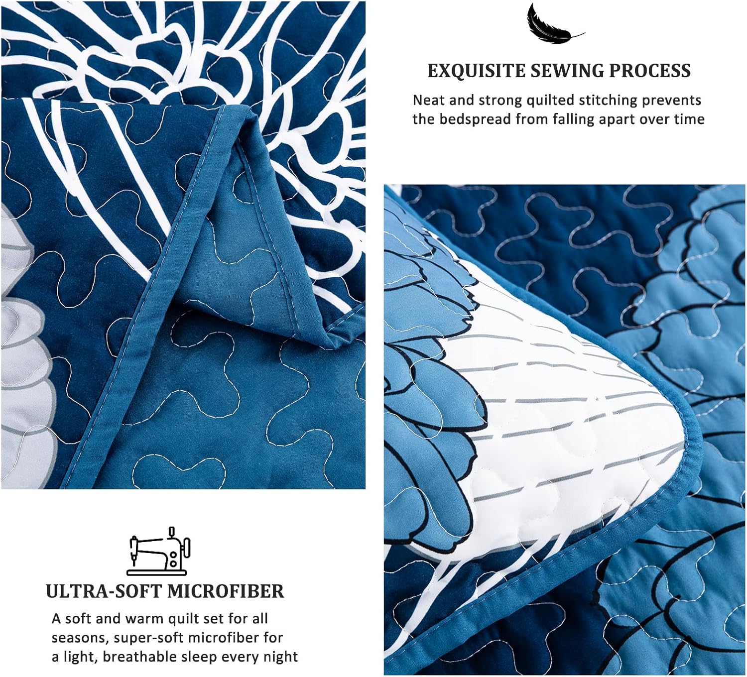 Quilts & Duvets: Frosted Magnolia Chic blue 3 Pc Comforter & Pillow Cover Set KING