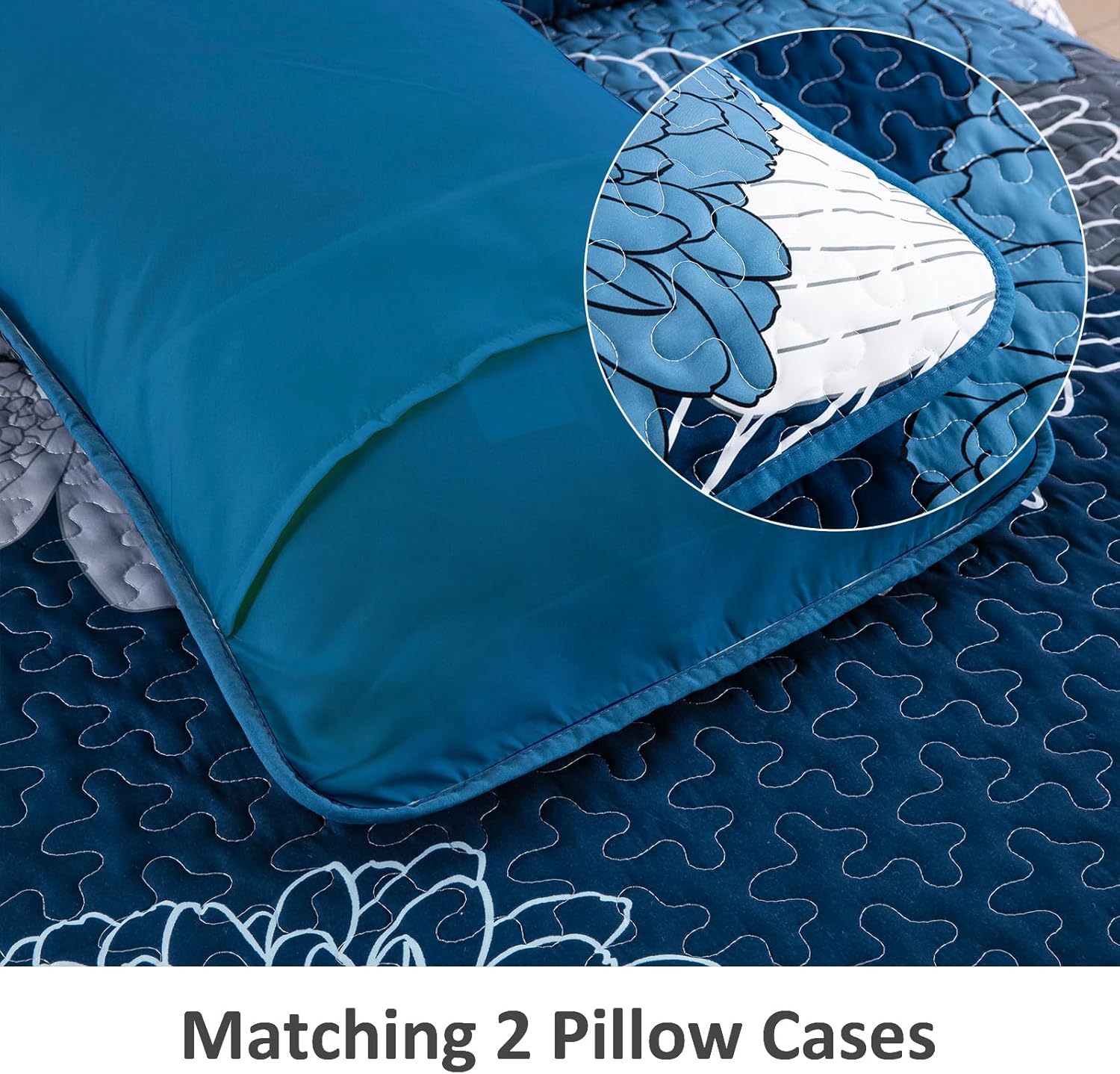 Quilts & Duvets: Frosted Magnolia Chic blue 3 Pc Comforter & Pillow Cover Set KING