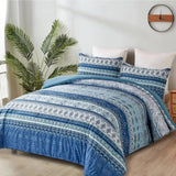 Quilts & Duvets: Boho Vibes blue Bedding Set  3‑Piece Comforter & Pillow Covers