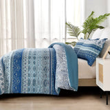 Quilts & Duvets: Boho Vibes blue Bedding Set  3‑Piece Comforter & Pillow Covers